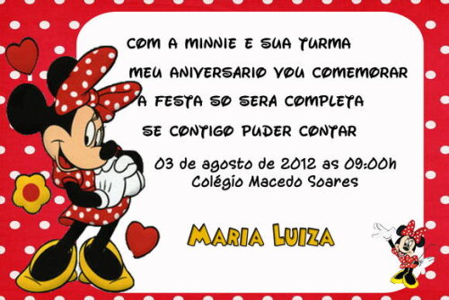 Arte Digital Convite Minnie