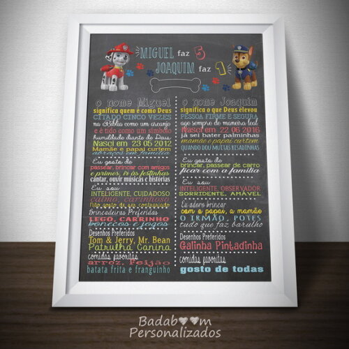 Arte Digital para Chalkboard Patrulha Canina