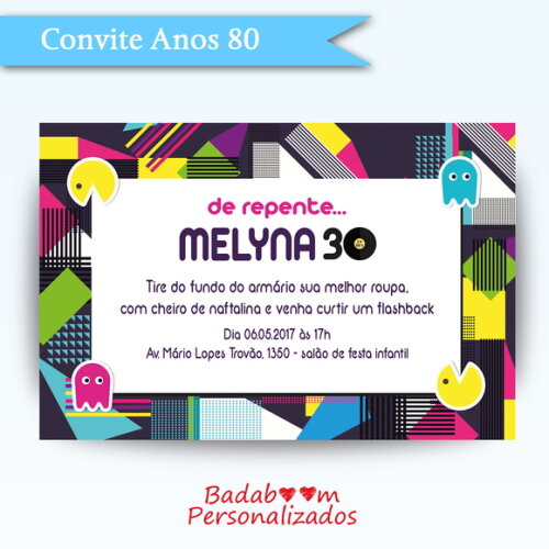 Arte Digital Para Convite Anos 80