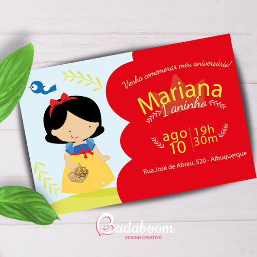 Arte Digital Para Convite Branca De Neve