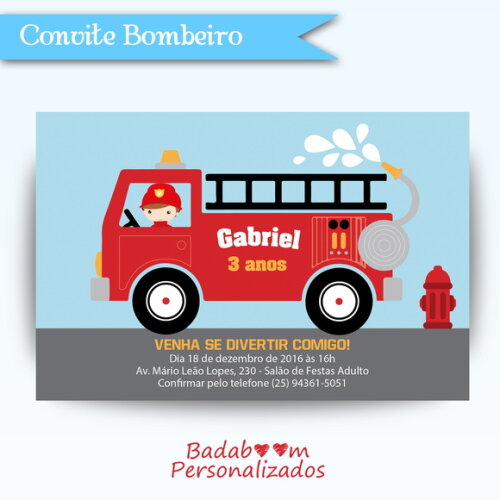 Arte Digital Para Convite Bombeiro