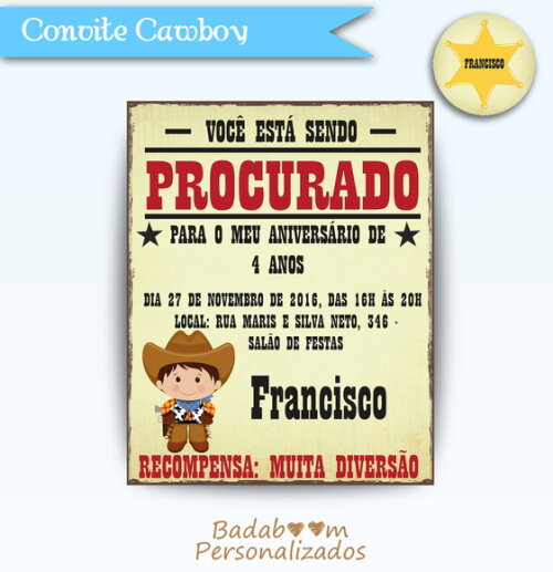 Arte Digital para Convite Cawboy