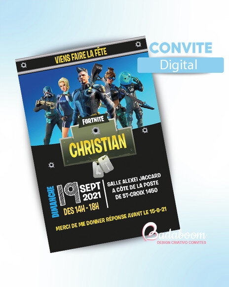 Arte Digital para Convite Fotnite