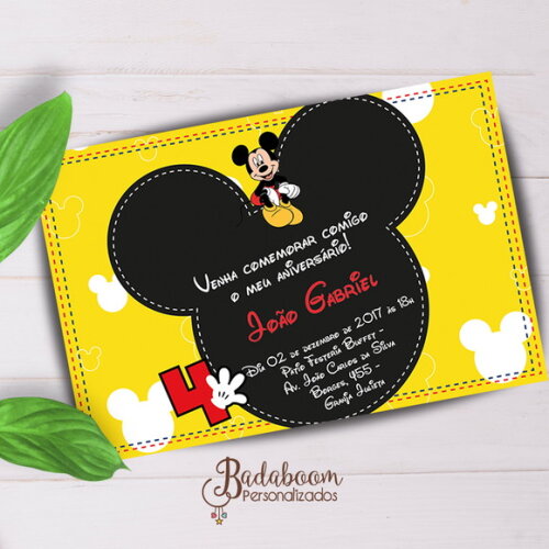 Arte Digital Para Convite Mickey