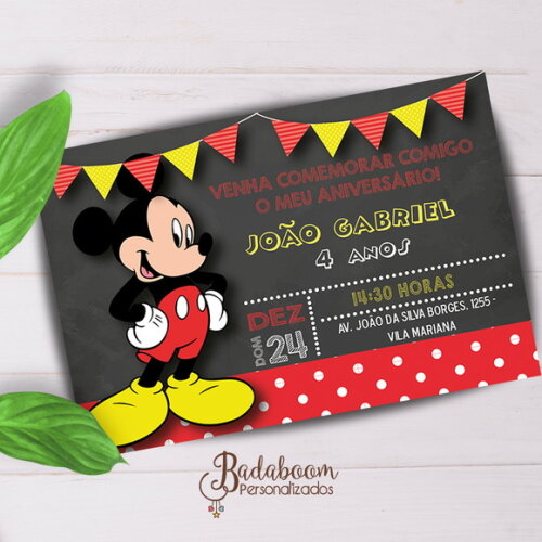Arte Digital Para Convite Mickey