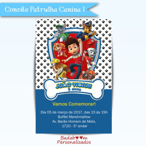 Arte Digital Para Convite Patrulha Canina