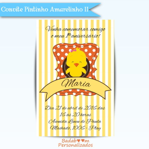 Arte Digital Para Convite Pintinho Amarelinho