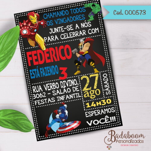 Arte Digital Para Convite Vingadores
