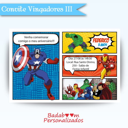 Arte Digital Para Convite Vingadores