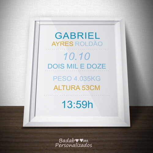 Arte Digital para Poster Dados do Bebê - C.805