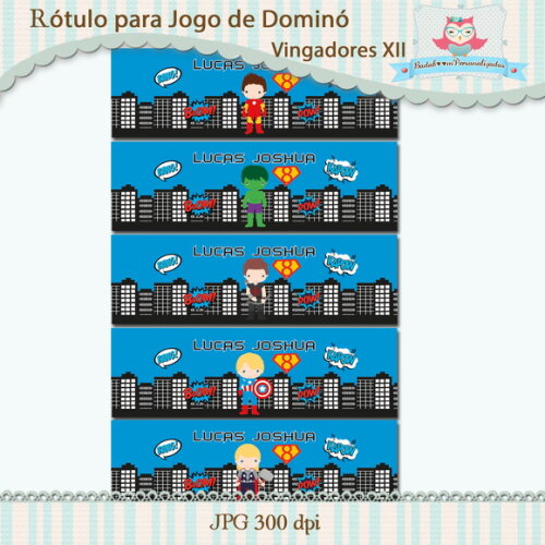 Arte Digital para Rótulo para Jogo Dominó Vingadores XII