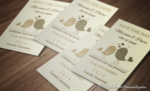 Arte Digital Para Save The Date Passarinhos