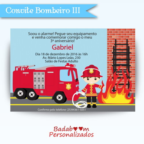Arte Para Convite Bombeiro