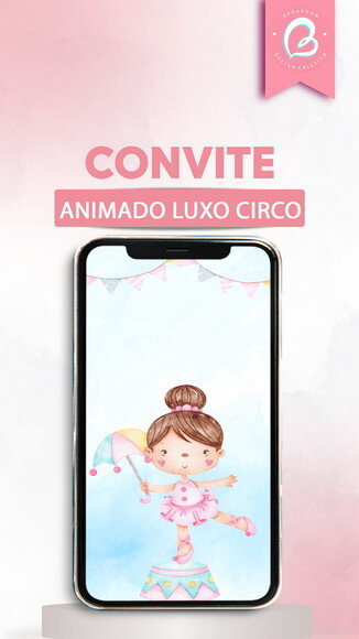 Convite Animado Luxo Circo Rosa