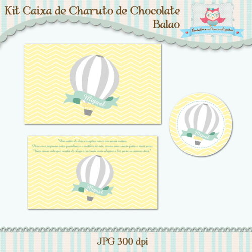 Kit Arte Digital Caixa De Charuto De Chocolate Balão