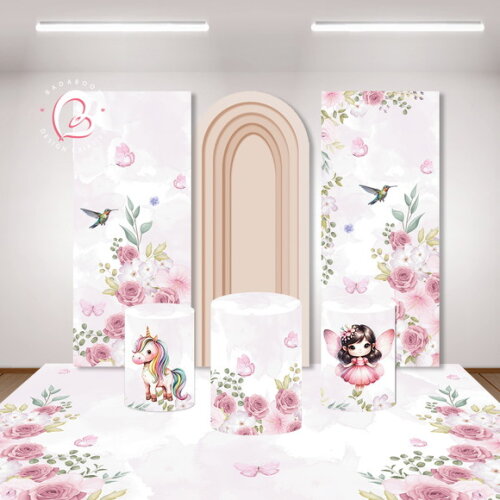 Kit Arte Digital Painel Jardim Encantado Aquarela
