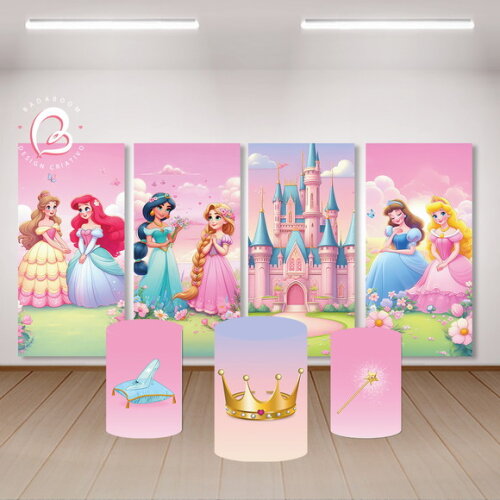 Kit Arte Digital Painel Princesas