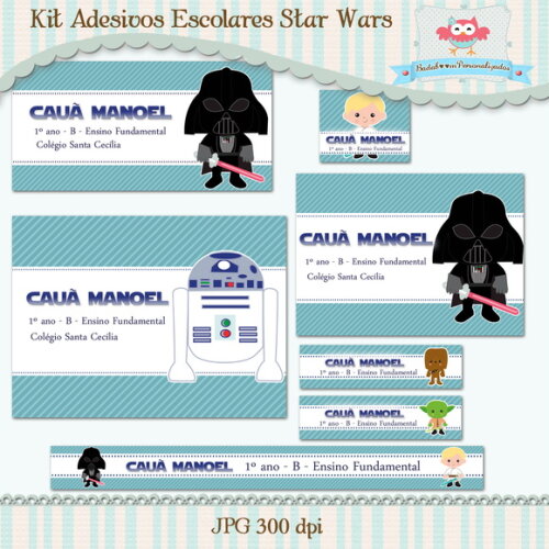 Kit Arte Digital para Adesivos Escolares Star Wars