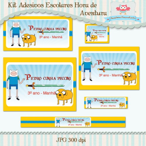 Kit Arte Digital para Etiquetas Escolares Hora de Aventura
