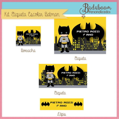 Kit Arte Digital para Etiquetas Escolares Batman