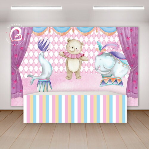 Kit Arte Digital para Painel Circo Rosa