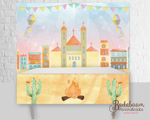 Kit Arte Digital Painel Festa Junina Aquarela