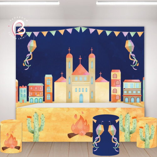 Kit Arte Digital para Painel Festa Junina Aquarela