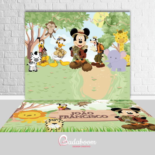 Kit Arte Digital Para Painel Mickey Safari - 1097