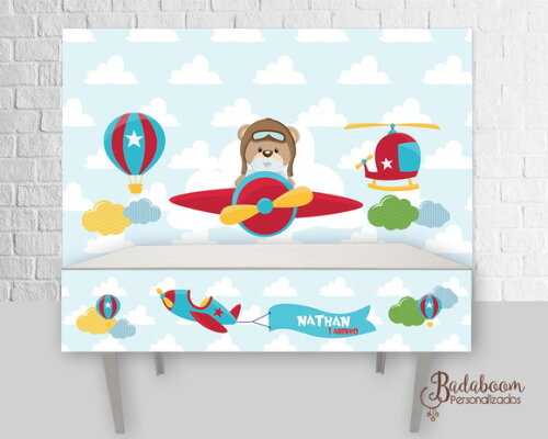 Kit Arte Digital Para Painel Urso Aviador