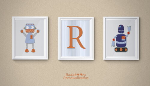 Kit Arte Digital para Poster Infantil Robôs II
