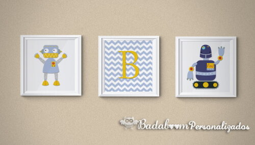 Kit Arte Digital para Poster Infantil Robôs