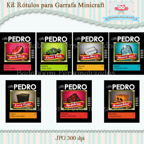 Kit Arte Digital Para Rótulos para Garrafa Minicraft