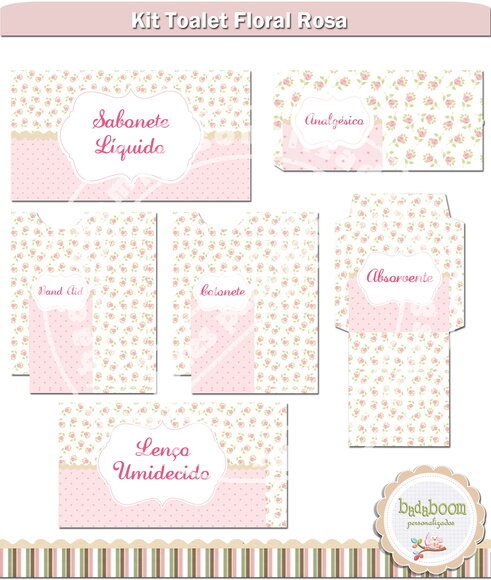 Kit Arte Digital Para Toalete Floral