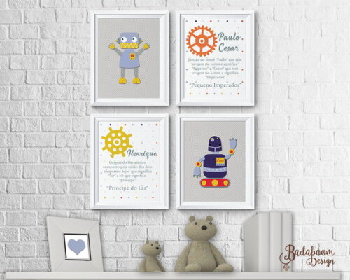 Kit Arte Digital Poster Infantil Robôs I.IV