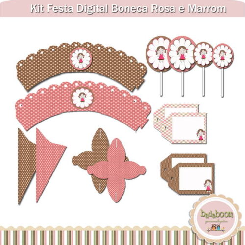 Kit Boneca Rosa e Marrom (arte)