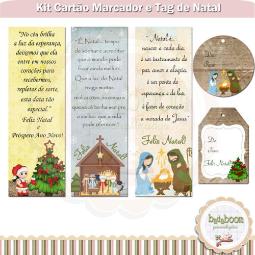 Kit Cartão Marcador e Tag de Natal
