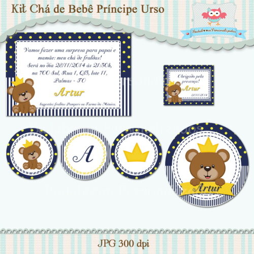 Kit Chá De Bebê Principe Urso