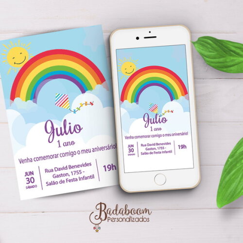 Kit Convite Arco Iris