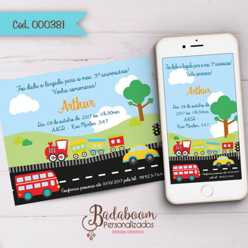 Kit Convite Infantil Meios De Transporte