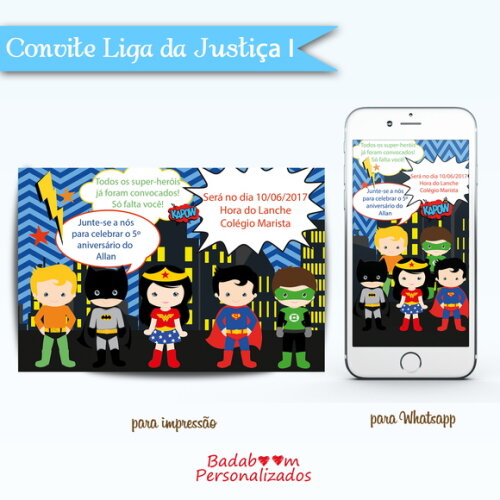 Kit Convite Liga Da Justiça