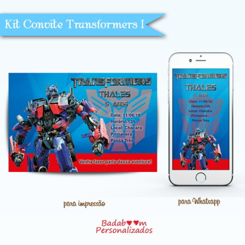 Kit Convite Transformers