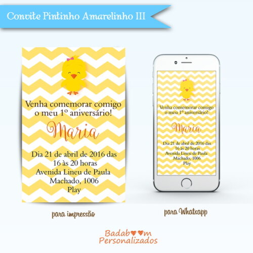 Kit Convite Pintinho Amarelinho