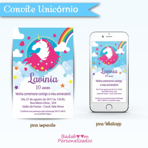 Kit Convite Unicórnio