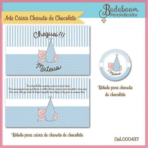 Kit Arte Digital Caixa de Charuto de Chocolate Menino