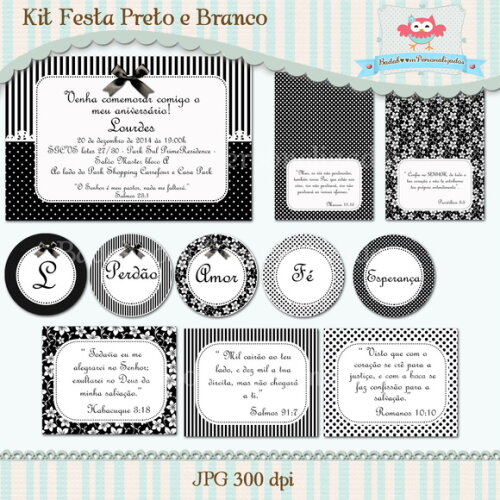 Kit Festa Branco e Preto (arte