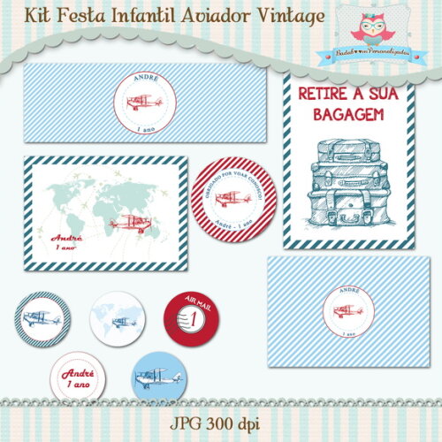 Kit Festa Infantil Aviador Vintage - C.131