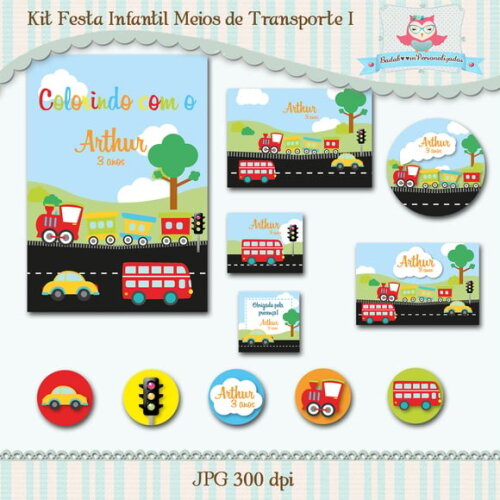 Kit Festa Infantil Meios de Transporte