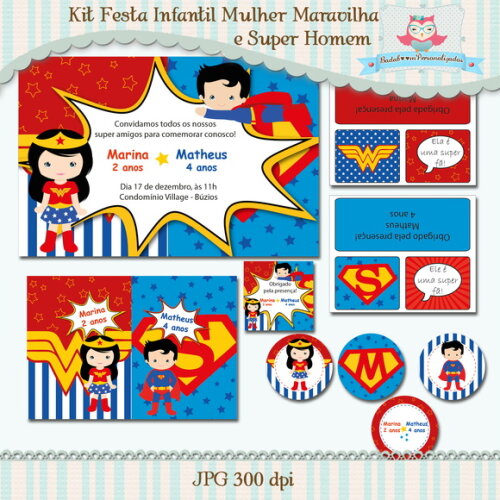 Kit Festa Infantil Mulher Maravilha e Su