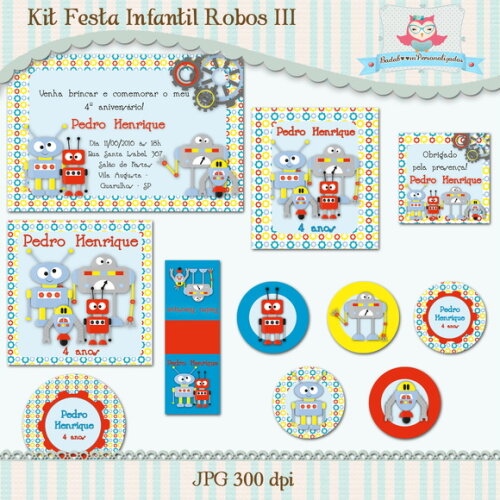 Kit Festa Infantil Robôs III