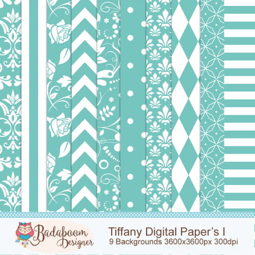 Kit Papeis Digitais Azul Tiffany